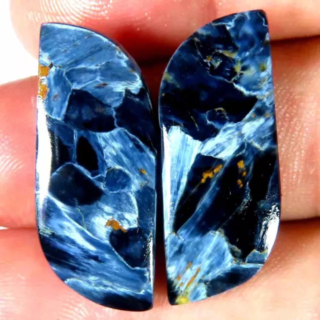 24.40Cts.100%Natural Blue Pietersite Matched Pair Fancy Cab 11x26x4mm Gemstone