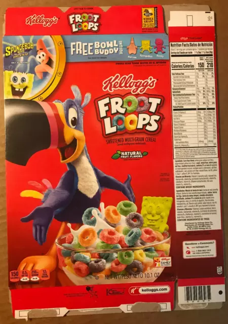 Kellogg's Froot Loops Original Cold Breakfast Cereal, Family Size, 19.4 oz  Box