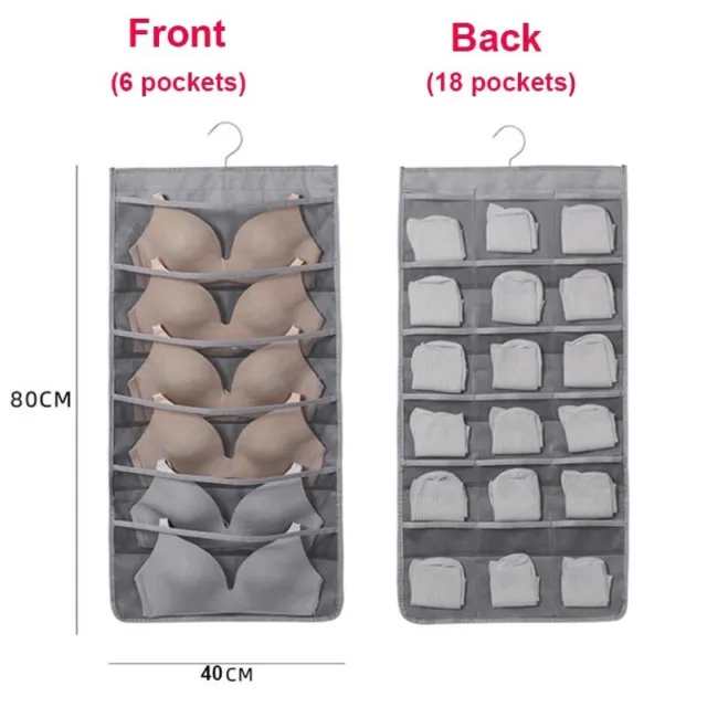 Bra Hanging Storage Bags Socks Underwears Home Organizers Clear 24 Pockets Gifts