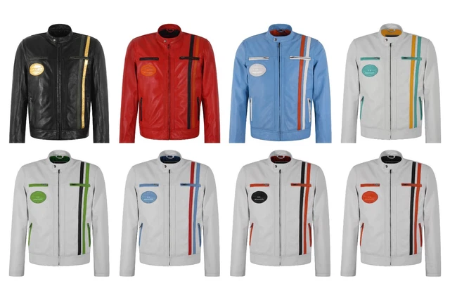 MEN S SR RACING Motorbike Sport Biker Stripes Classic Style Real