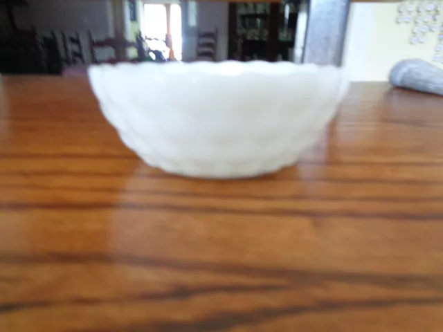 Small White Milk glass dish - 4 inch diameter - Bubble pattern