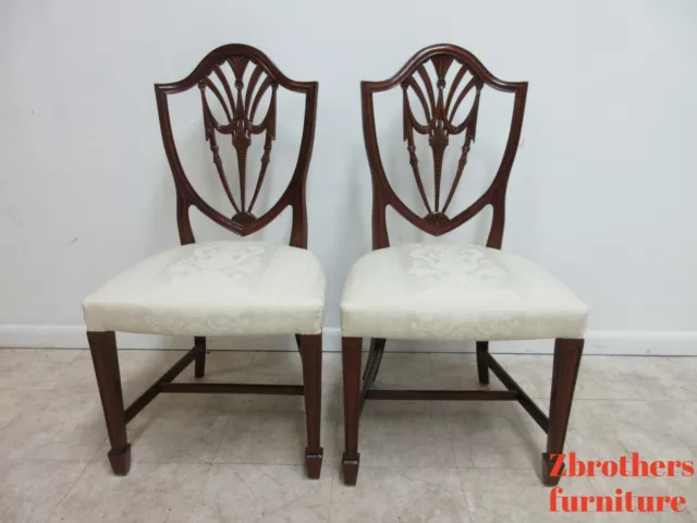 Pair Antique Mahogany Chippendale Shield back Dining Room Side Chairs A