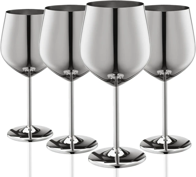 Calici da vino in acciaio inox con stelo – 510 l infrangibili per feste in piscina all'aperto