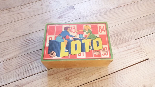 Ancien coffret en bois jeu Loto - Le Grenier de Lisette