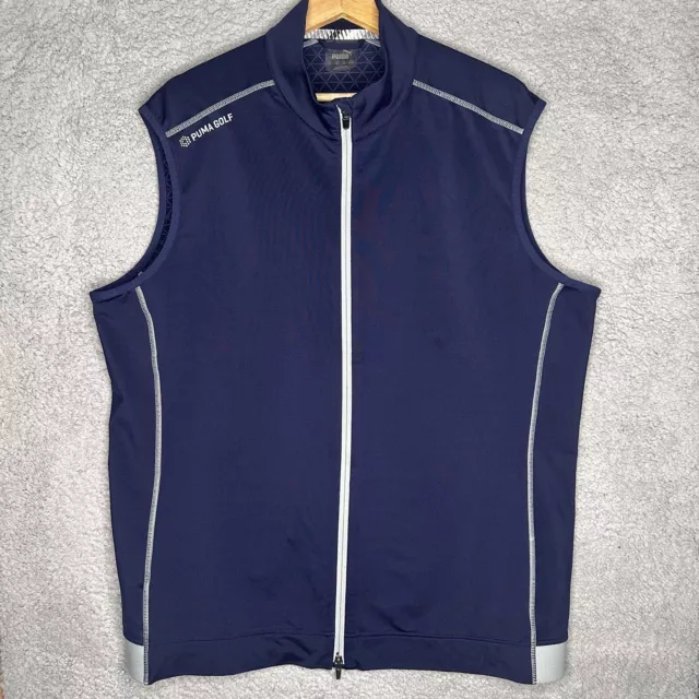 PUMA Golf Men's Size XL Blue Lightweight Vest With Full Zip And Logo.