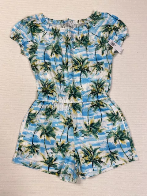 Old Navy Puff-Sleeve Cotton Island Summer Romper 2-Pack Set Girls Size M (8)