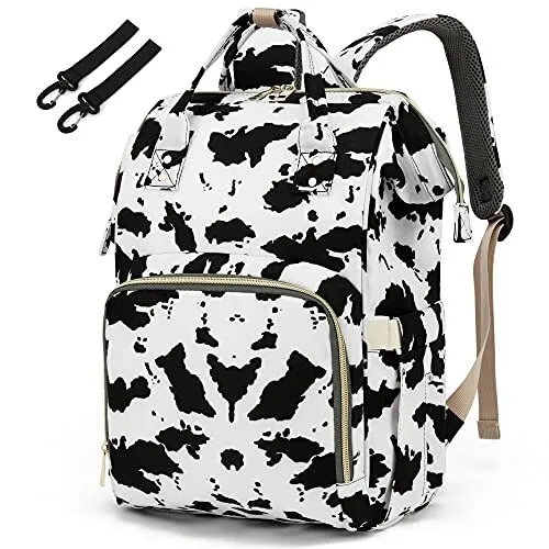 Cow Print Diaper Bag Backpack for Baby Girls Yusudan Mom Waterproof Large Nap...