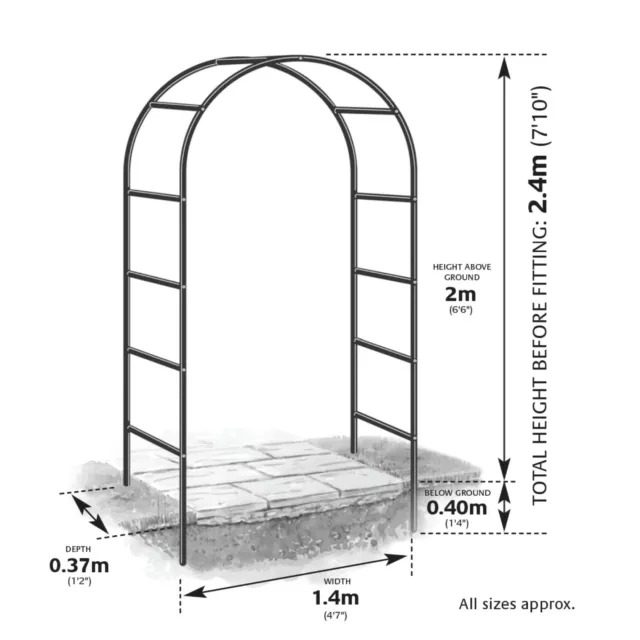 2X 2.4M Garden Arch Trellis Metal Tubular Frame Climbing Plant Archway Arbour 2