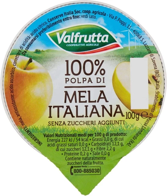 Valfrutta - 100% Polpa di frutta in 100 confezioni da 60 gr