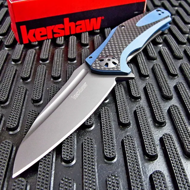 Kershaw NATRIX Blue G10 Carbon Fiber Ball Bearing Pivot System Pocket Knife NEW
