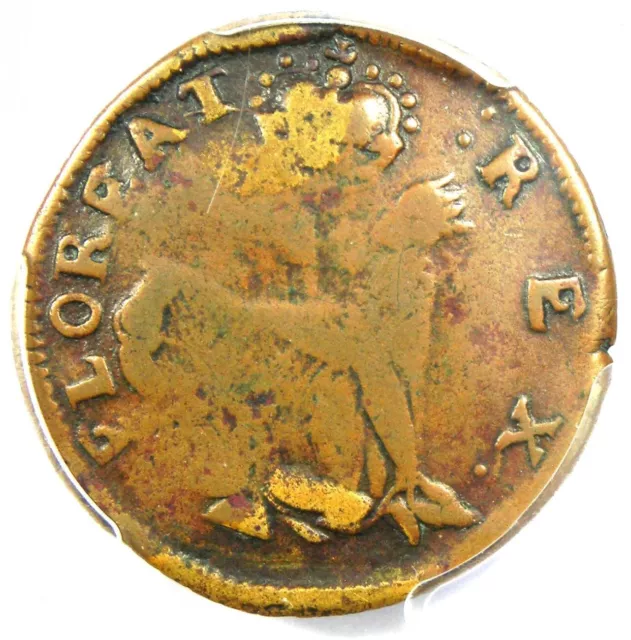1670 New Jersey St Patrick Farthing Colonial Coin 1/4P - PCGS VF Details!