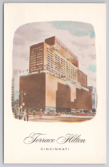 Postcard Terrace Hilton Hotel Cincinnati Ohio OH Art