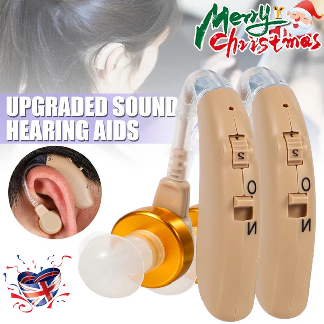 2x Digital Hearing Aid Aids Kit Behind the Ear BTE Sound Voice Amplifier UK