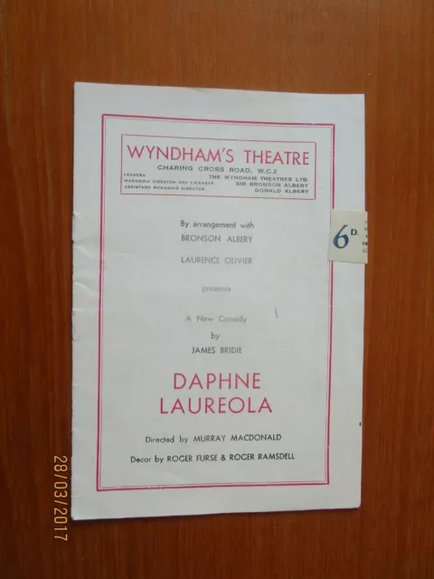 Vintage Wyndhams Theatre Programme Daphne Laureola Edith Evans Peter Finch