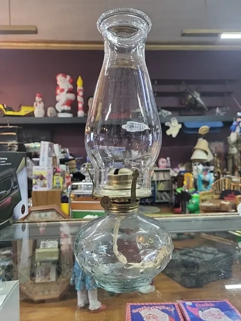 Lamplight Farms Oil Lamp Hobnail Clear Glass 13” Tall Beautiful & Rare Vintage