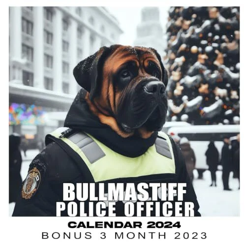 BULLMASTIFF POLICE OFFICER Calendar 2024 Jan 2024 to Dec 2024 Bonus 3