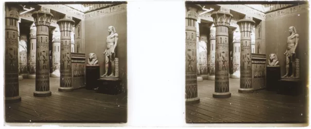 Egyptian Art Egypt Museum c1930 Photo Glass Plate Stereo Vintage VR16L24n6 2