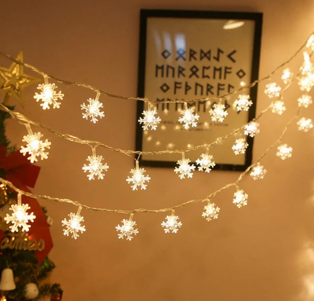 Schneeflocke Lichterketten 10m 80LED Dekoration für Innenbeleuchtung Weihnachten