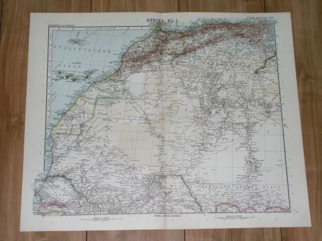 1912 Map Of Northwestern Africa Morocco Canary Islands Sahara Gambia Algeria