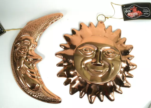 Sun And Cresent Moon Copper Wall Hangings by Old Dutch Design Great Gift