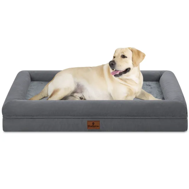 Dark Gray Orthopedic XX-Large Dog Bed Pet Sofa with Cover & Memory Foam Bolster