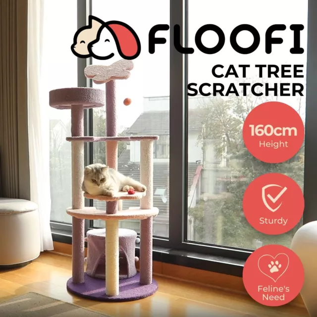 Floofi Cat Tree Scratcher Tower House Condo Scratching Post Furniture 165cm