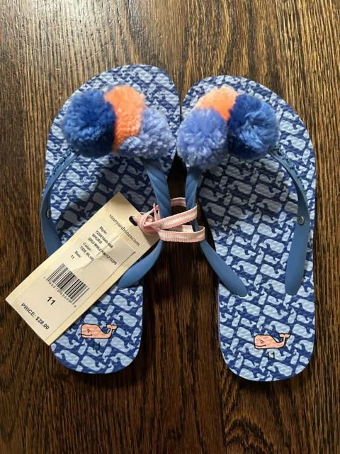 GIRL'S VINEYARD VINES POM POM FLIP FLOPS SANDALS (size 11)