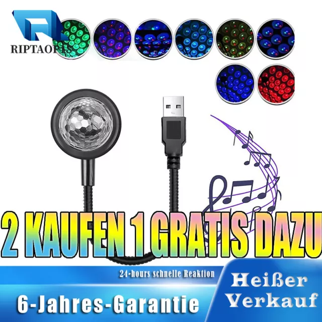 USB LED Auto Bunte Sprachgesteuerte Magische Kugel Licht 360° Rotierende Mini