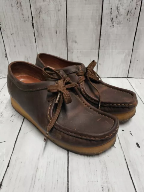 CLARKS ORIGINALS WALLABEE Women’s Brown Leather Moccasin Shoes Size 8 ...