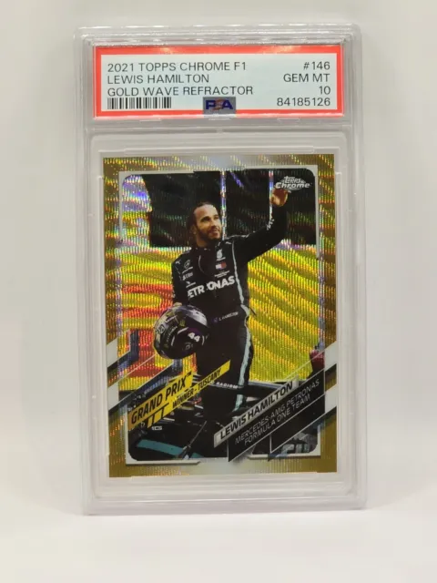 2021 Topps Chrome Formula 1 LEWIS HAMILTON 146 Gold Wave /50 PSA 10 Gem Mint F1