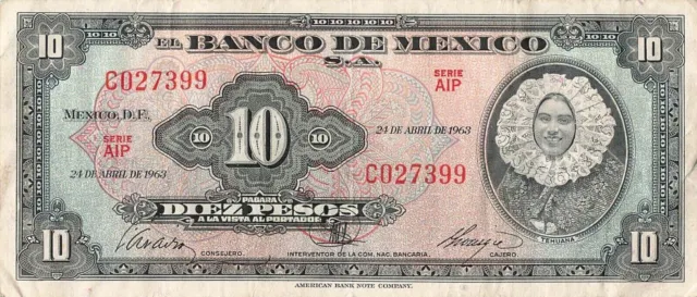 Mexico 10 Pesos 1963 sn. AIP