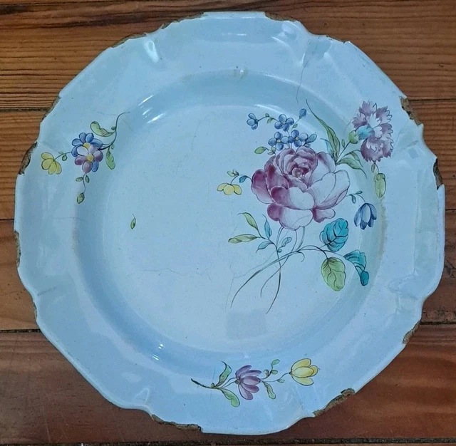 ASSIETTE ANCIENNE 18 siècle XVIII en faience de sceaux nord France décor fleur 2 EUR 40,00 - FR