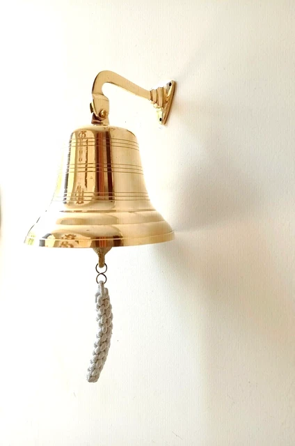 Campana de latón macizo antiguo náutico vintage de 6 ", barco escolar,...