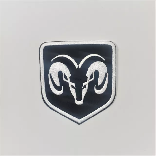 DODGE RAM TRUCKS embroidered patch, high quality iron-on SHIELD BLACK, WHITE