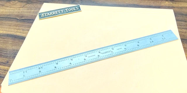 STARRETT No.C604RE-12 12” Long Spring-Tempered Steel Rule with Inch Graduations STARRETT No.C604RE-12 12” Long Spring-Tempered Steel Rule with Inch Graduations
