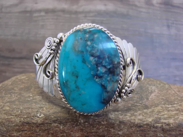 Navajo Indian Sterling Silver & Turquoise Cuff Bracelet by Gilbert Smith