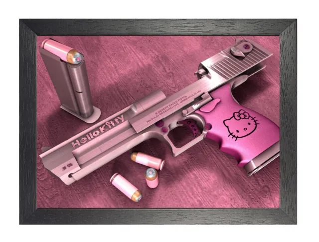 Hello Kitty Gun rosa Poster lustig Wüstenadler Revolver Bild Magnum Foto