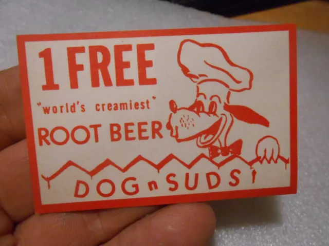 Vintage Dog N Suds Free Root Beer Card