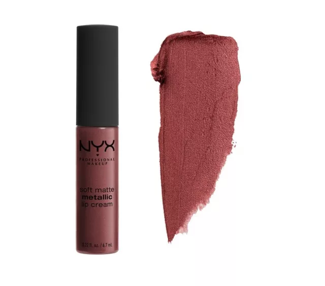 NYX Soft Matte Metallic Lip Cream Liquid Lipstick - SMMLC09 Rome (NUDE with Red)