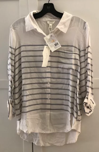 JOIE  Button Down Blouse Top Shirt , Size XS  lightweight  Striped   NWT  $168