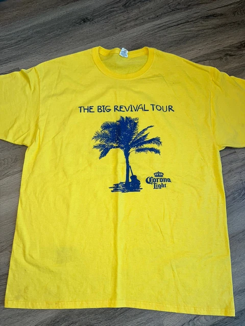 Kenny Chesney Corona Light Beer The Big Revival Tour Graphic Tee Shirt Yellow XL