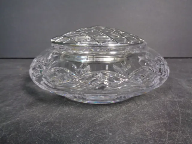 Royal Doulton - Crystal Cut Glass Rose Bowl with Chrome Frog - Signed