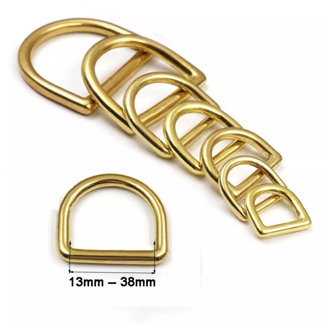 Solid Brass Cast Closed D Rings for Webbing Leather Crafts 13 16 20 25  32 38mm
