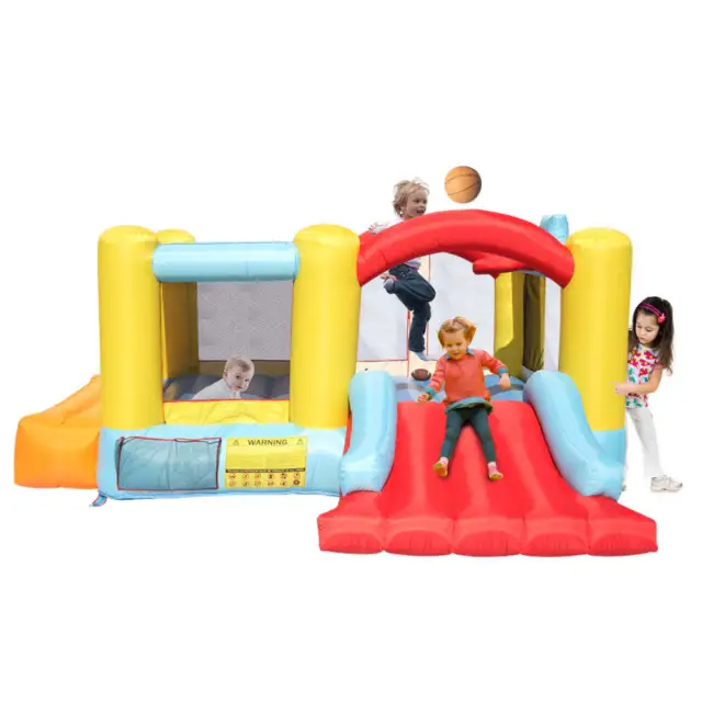 Inflatable Jumping Castle with Basketball Hoop & Slide - Bounce House w/ Ball