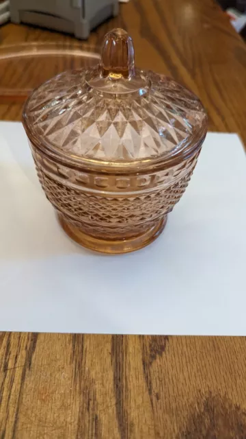 Pink Depression Glass Covered Sugar Bowl