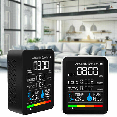 5in1 CO2 Messgerät Luftqualität Temperatur Meter HCHO TVOC Detektor Feuchtigkeit
