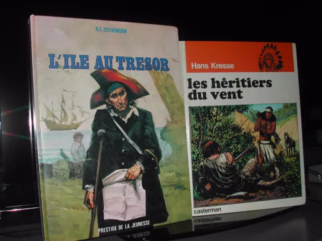 Lot De 2 Albums B.d-L'ile Au Tresor(Stevenson)-Les Heritiers Du Vent(Hans Kress)