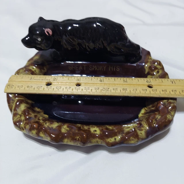 VINTAGE GREAT SMOKEY mountains ashtray Bear Japan MCM Table Souvenir