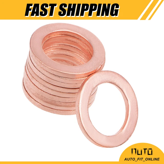 TEN M12 x 18mm x 1.5mm Copper Flat Washer Sealing Ring Set for Screw Bolt Nuts
