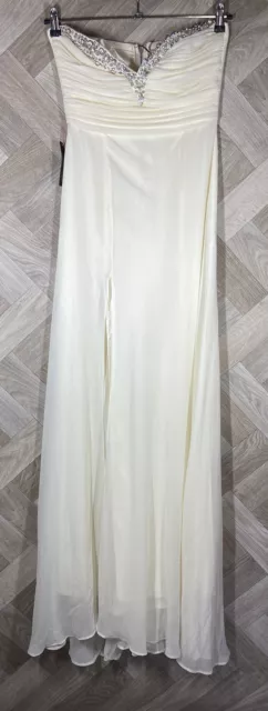 BNWT Lipsy VIP Ivory Split Wedding Prom Dress Embellished Stones Size Small 10